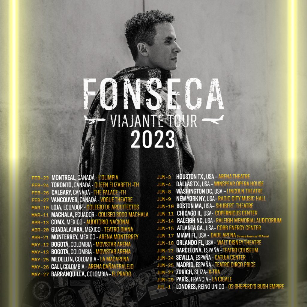 FONSECA ANUNCIA VIAJANTE TOUR POR LOS ESTADOS UNIDOS Y EUROPA 2023