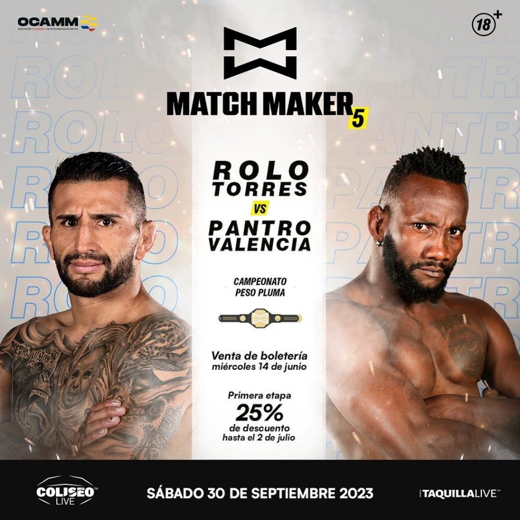 Matchmaker 5: El evento que marcará un antes y un después en las Artes Marciales Mixtas en Colombia y Suramérica llega a Coliseo Live