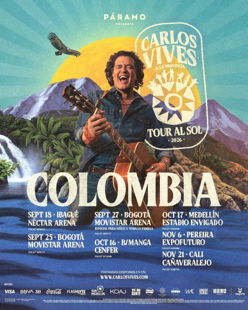 Carlos Vives anuncia su gira “Tour Al Sol” por Colombia