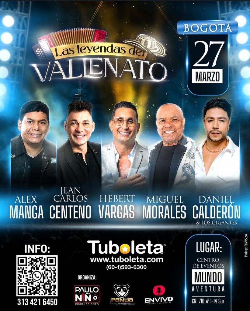 ÚLTIMAS BOLETAS !!1 LAS LEYENDAS DEL VALLENATO LLEGAN ESTE 27 DE MARZO A BOGOTÁ